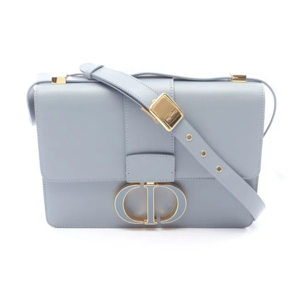 Christian Dior MONTAIGNE Shoulder Bag Leather Blue